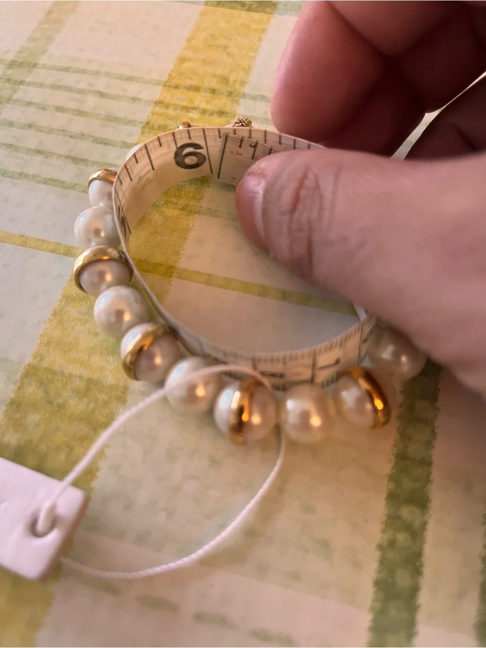 Ann Taylor Pearl & Gold Bead Stretch Bracelet - Ivory/Gold
